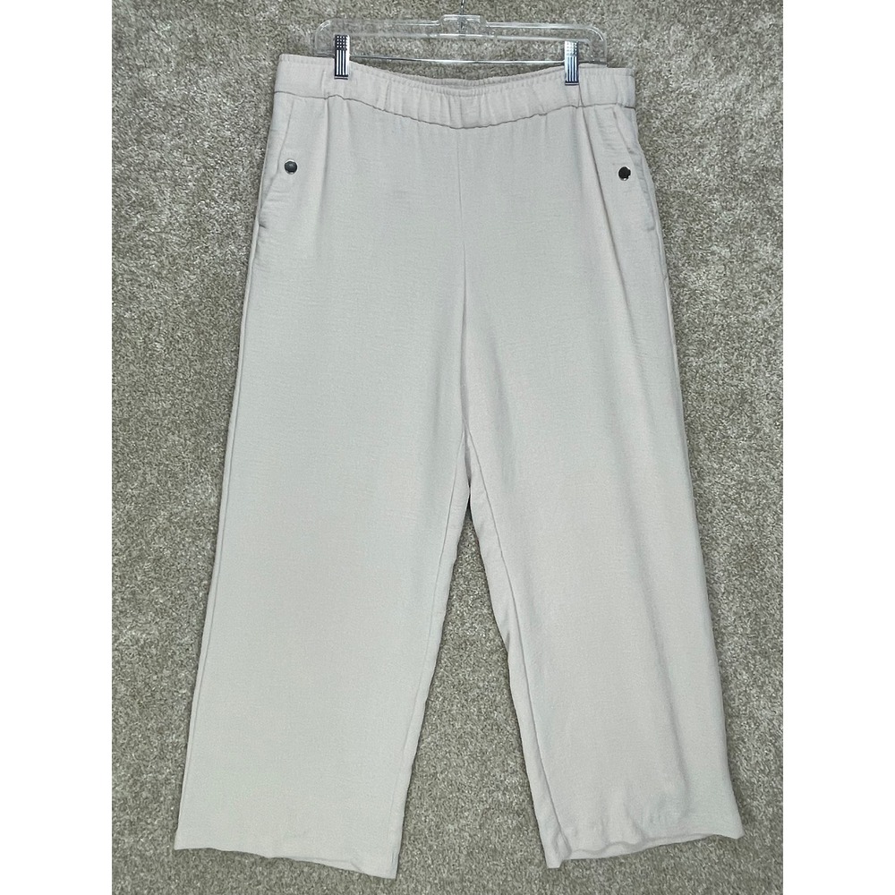 Maison d'Amélie Paris Wide Leg Pants Women 12 Beige Textured Relaxed Office Chic